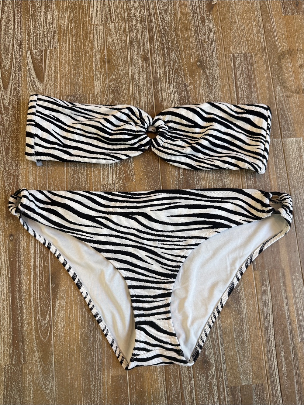 J. Crew Black & White Zebra Bandeau Bikini